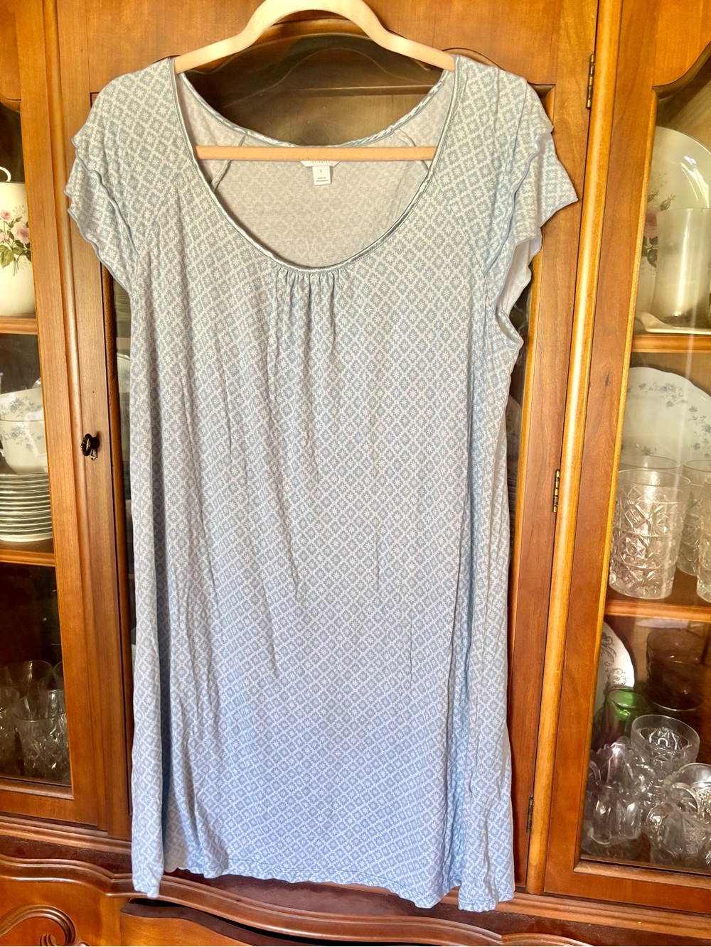 charter club intimates light blue floral flutter sleeve nightgown cottagecore L